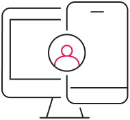 Computer and mobile phone with person