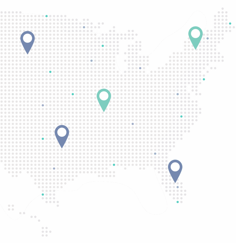 United States map with pins
